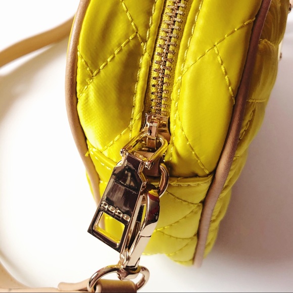 BEBE YELLOW SOPHIA QUILTED CAMERA CROSSBODY BAG - Picture 9 of 12